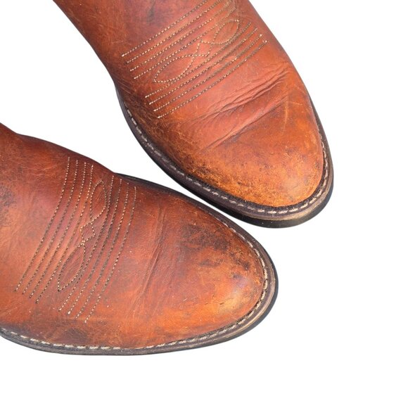 Vintage Brown Leather Cowboy Boots Mens 10.5 D Western Work Chore Rodeo - Picture 7 of 16